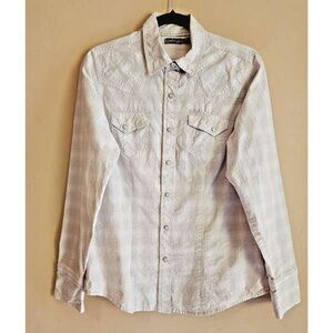 Men's Light Gray Western Button-Down Shirt